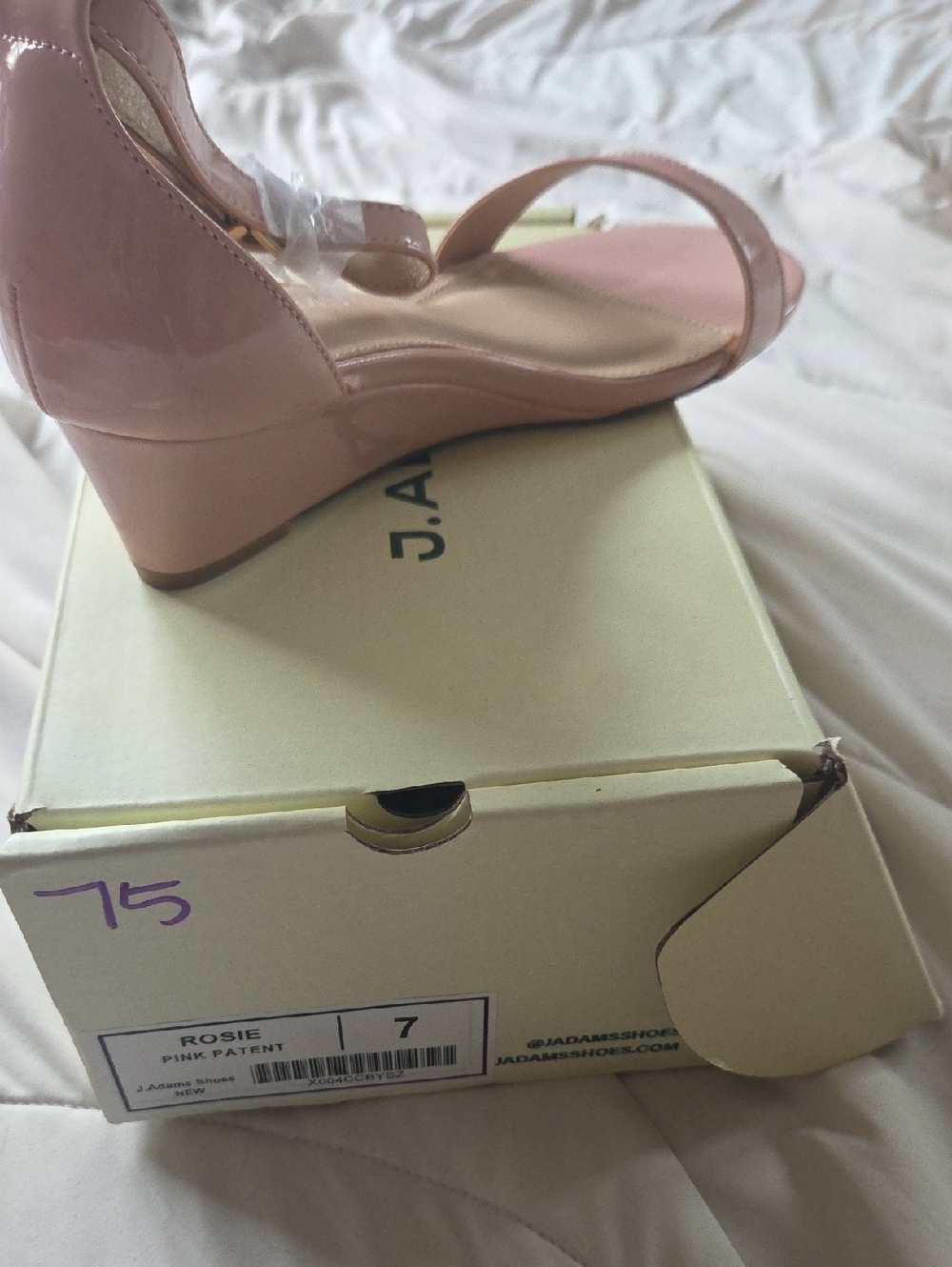 JAdams Rosie Pink Patent Wedge Sandal